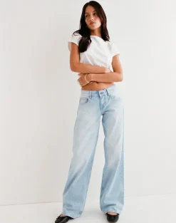 Low Rise Parallel Jeans in Icy Blue