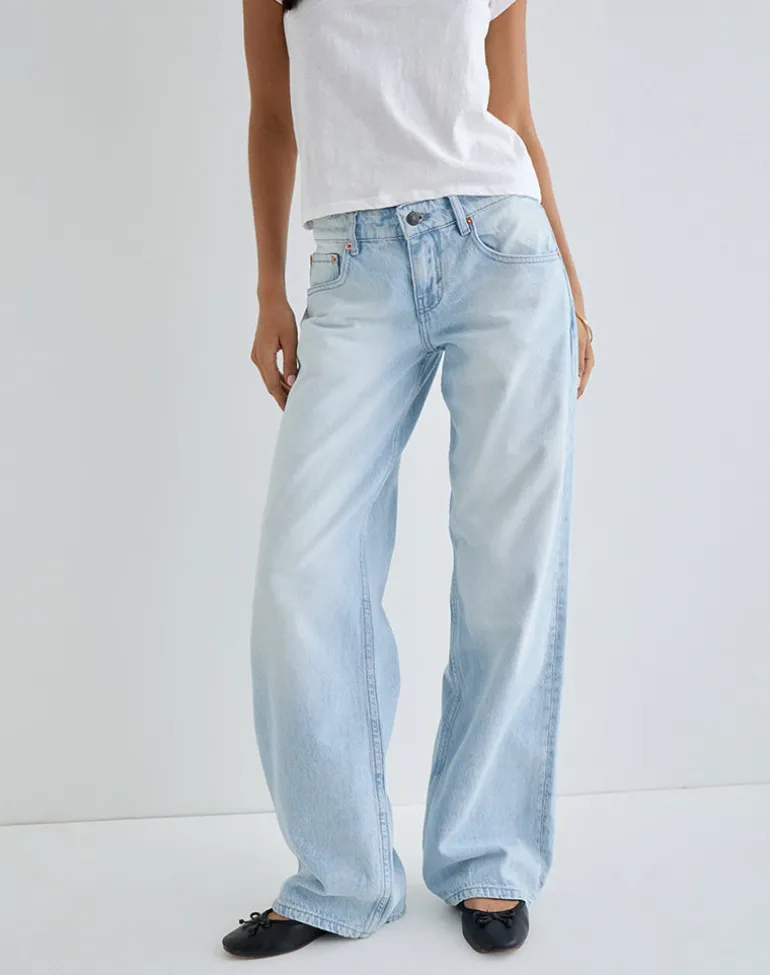Low Rise Parallel Jeans in Icy Blue