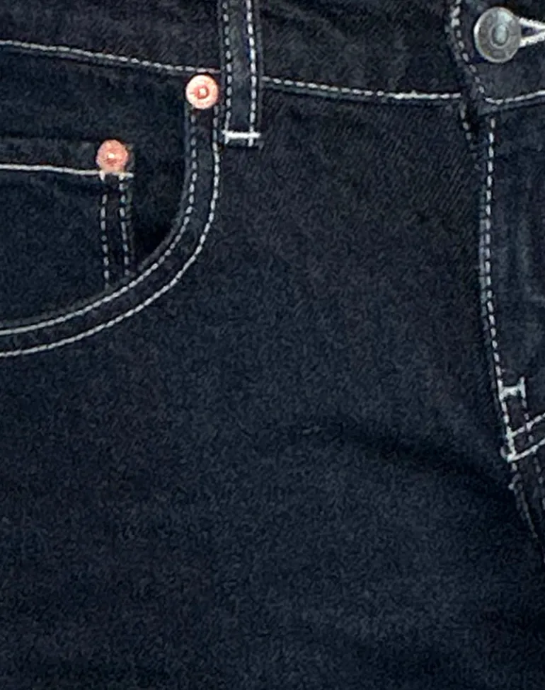 Low Rise Parallel Jeans in Indigo with Contrast Stitch