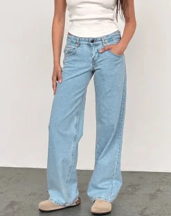 Low Rise Parallel Jeans in Light Wash Blue