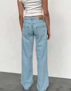 Low Rise Parallel Jeans in Light Wash Blue