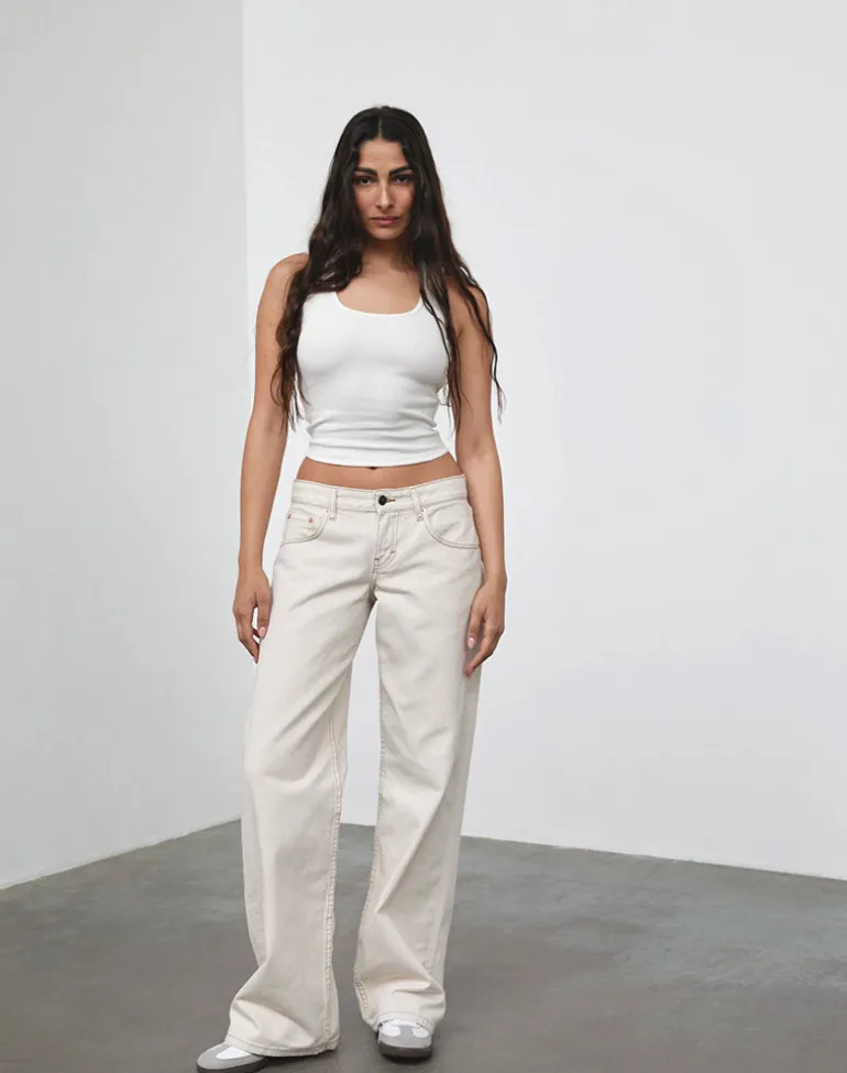 Low Rise Parallel Jeans in Off White