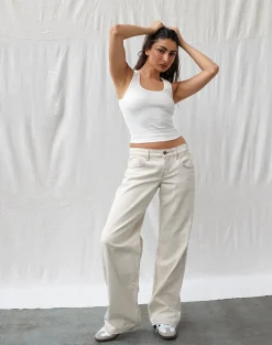 Low Rise Parallel Jeans in Off White