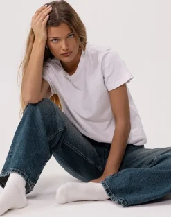 Low Rise Parallel Jeans in Steel Blue