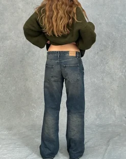Low Rise Parallel Jeans in Steel Blue