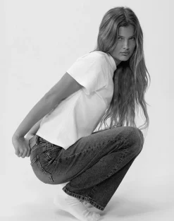 Low Rise Parallel Jeans in Steel Blue