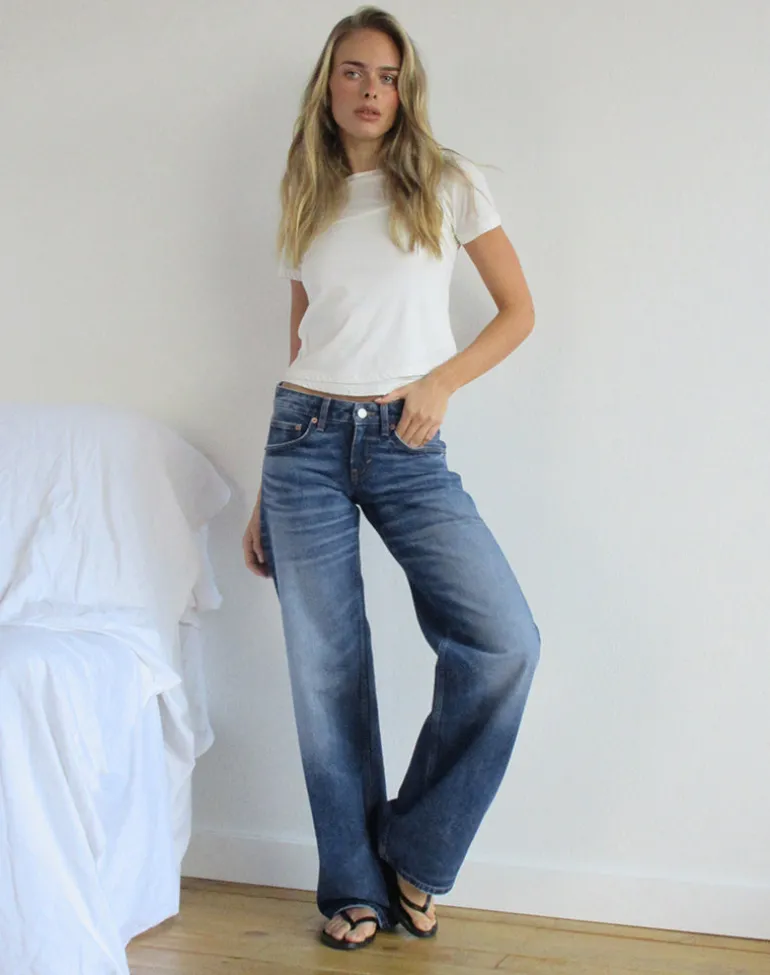 Low Rise Parallel Jeans in Timeworn Blue