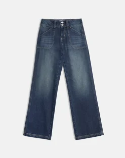 Low Rise Relaxed Cargo Jeans in Mid Blue Tint