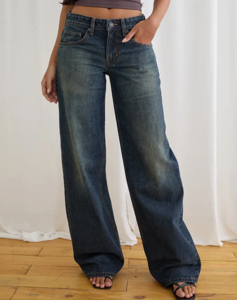 Low Rise Roomy Jeans in Aged Mid Blue