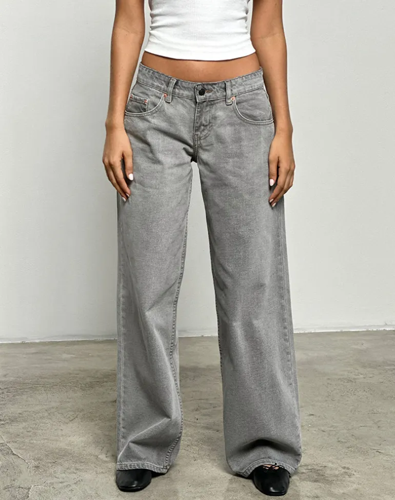 Low Rise Roomy Jeans in Bleach Grey