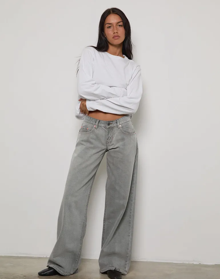 Low Rise Roomy Jeans in Bleach Grey
