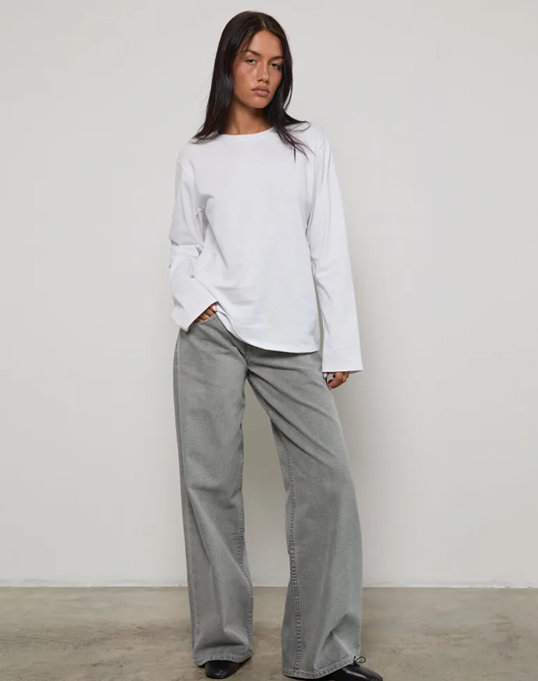 Low Rise Roomy Jeans in Bleach Grey
