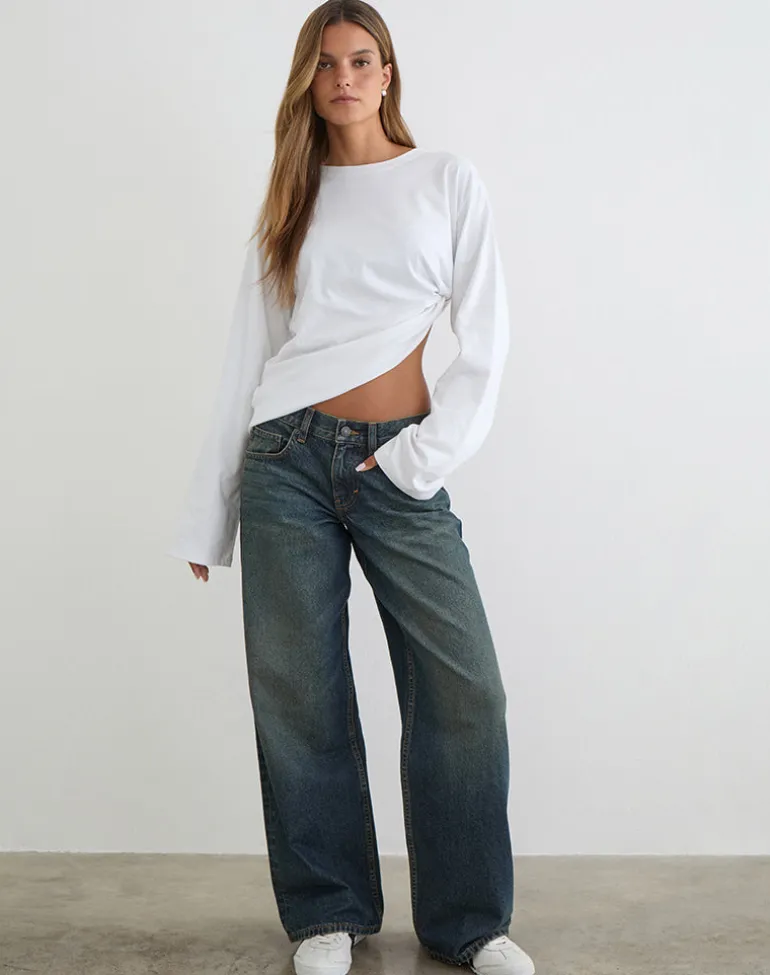 Low Rise Roomy Jeans in Dirty Green