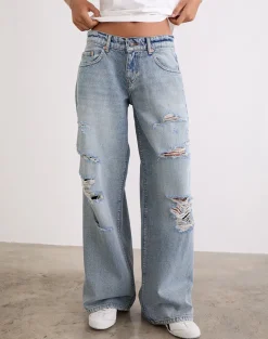 Low Rise Roomy Jeans in Extreme Rip Vintage Blue