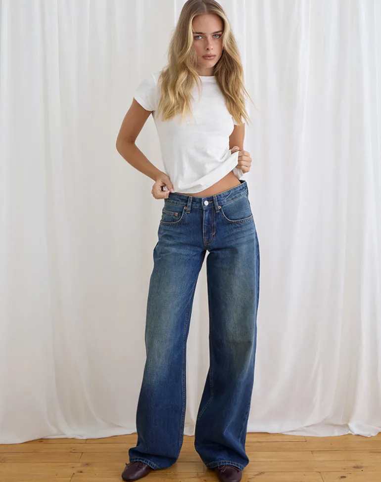Low Rise Roomy Jeans in Mid Blue Tint