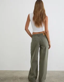 Low Rise Roomy Jeans in Olive