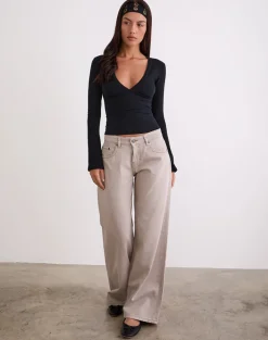 Low Rise Roomy Jeans in Pebble