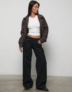Low Rise Roomy Jeans in Rinse Black