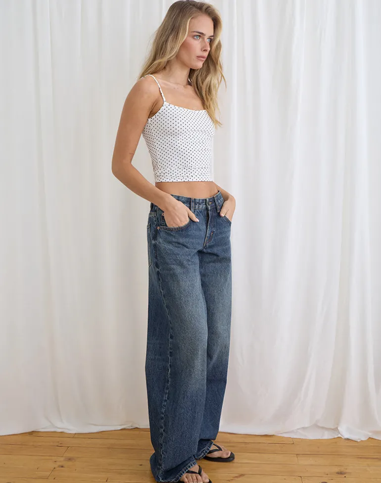 Low Rise Roomy Jeans in Steel Blue