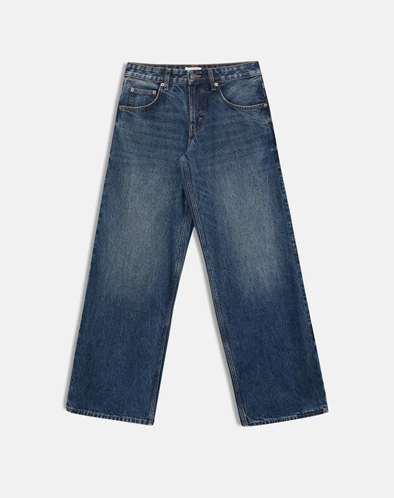 Low Rise Roomy Jeans in Steel Blue