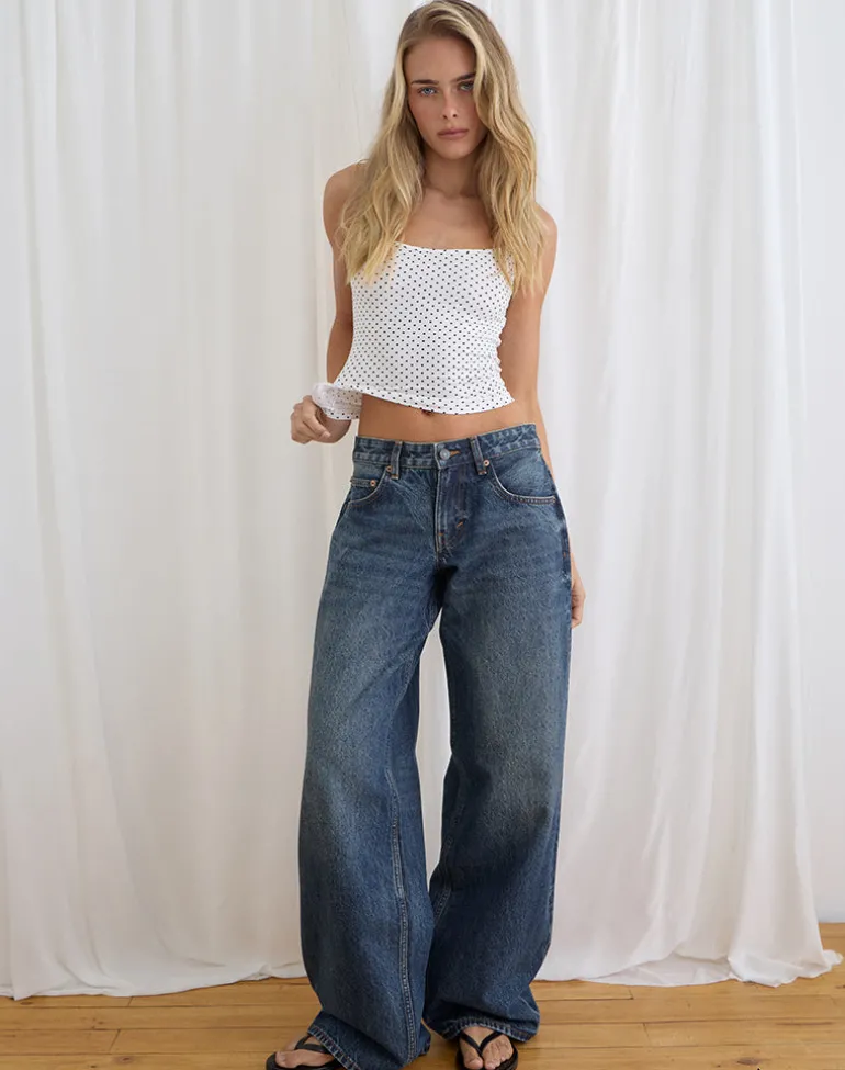 Low Rise Roomy Jeans in Steel Blue