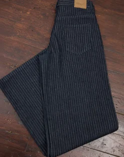 Low Rise Roomy Jeans in Stripe Indigo