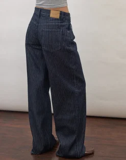 Low Rise Roomy Jeans in Stripe Indigo