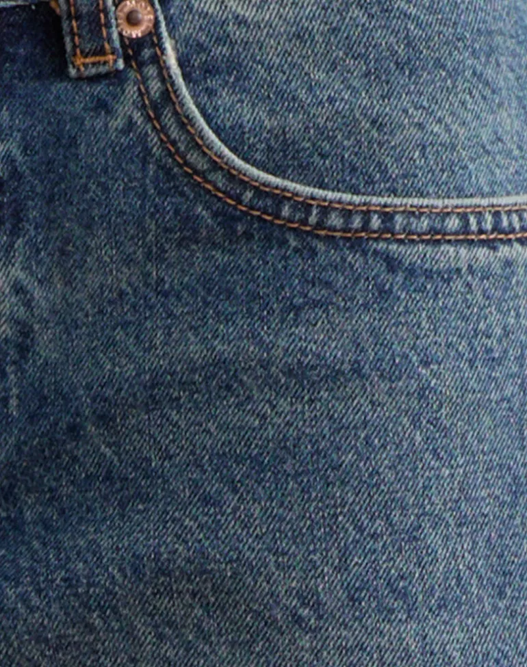 Low Rise Slouchy Flare Jeans in Steel Blue