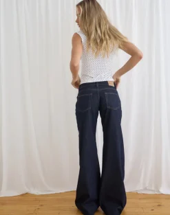 Low Rise Slouchy Flare Jeans in Indigo