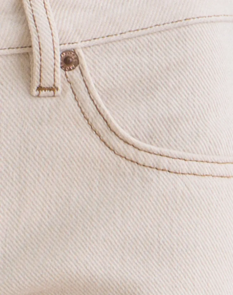 Low Rise Slouchy Flare Jeans in Twill Off White