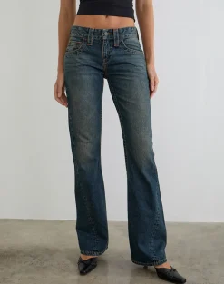 Low Rise Twisted Seam Jeans in Dirty Green