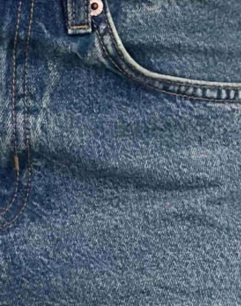 Low Slung Roomy Jeans in Vintage Blue Green