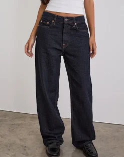 Low Slung Slim Parallel Jeans in Indigo