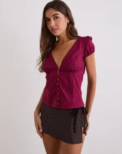 Luel Wrap Skort in Micro Polka Brown