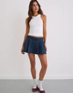 Lupi Micro Skirt in Chambray Vintage Blue