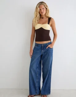 Lure Top in Rayon Jersey Bitter Chocolate and Lemon Yellow