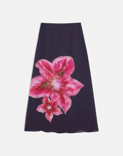 Lurina Maxi Skirt in Purple Chiffon with Desert Flower