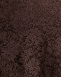 Luscian Mini Dress in Lace Chocolate with Blue Binding