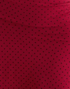 Luscian Plunge Mini Dress in Red with Black Micro Polka Print