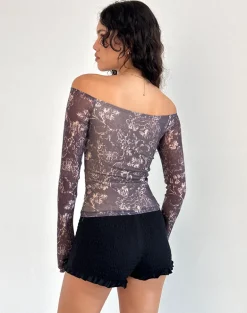 Lutana Top in Batik Botanical Brown