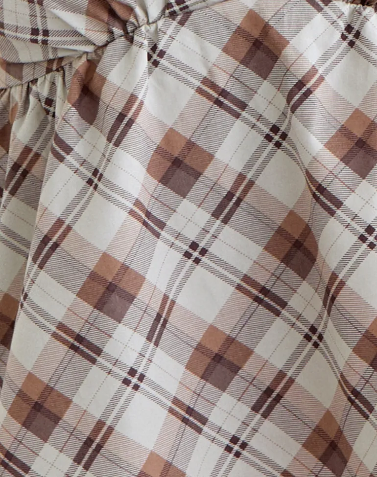 Luz Babydoll Top in Angled Check Brown