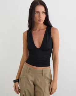 Lycia Plunge Top in Black