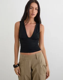Lycia Plunge Top in Black
