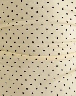 Lycia Plunge Top in Cream with Black Micro Polka Print