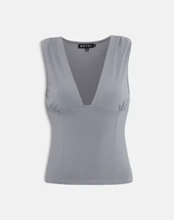Lynod Plunge Top in Grey
