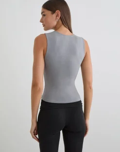 Lynod Plunge Top in Grey