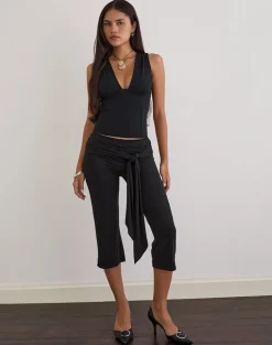 Lynod Plunge Top in Rayon Black