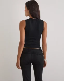 Lynod Plunge Top in Rayon Black