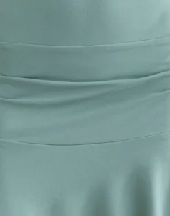 Mahalia Plunge Mini Dress in Aqua Grey