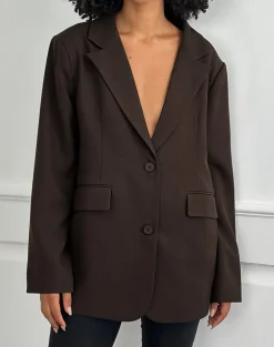 Maiwa Textured Tailoring Blazer in Brown